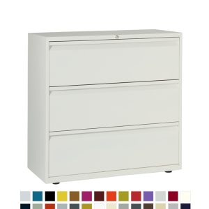White filing cabinet with 3 drawers