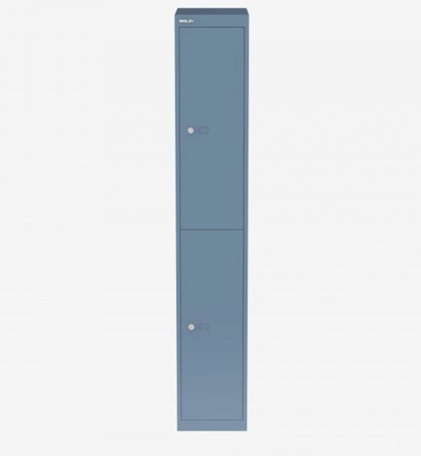 Grey-blue metal locker with two doors