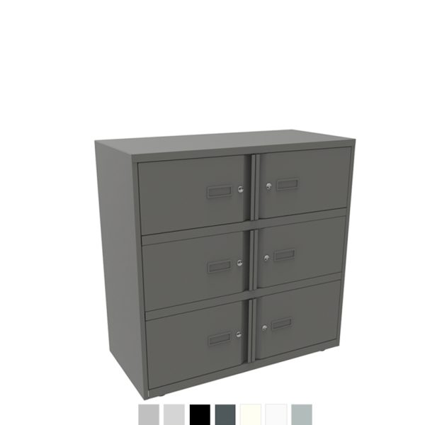 Dark grey storage unit with 6 doors