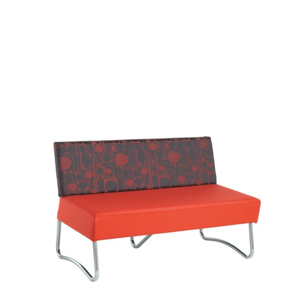 Red sofa with patterned back