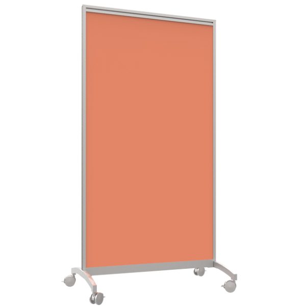 Orange office screen on wheels