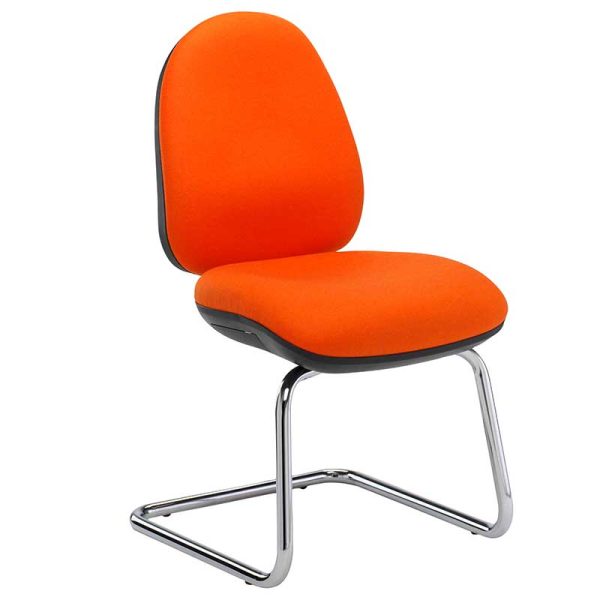 Orange and black desk chair with cantilever base