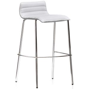 White bistro stool with chrome legs