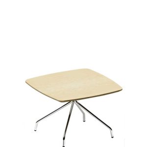 Pale wooden square table with chrome legs