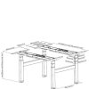 Dimension drawing of a sit-stand desk