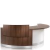 Reception desk with privacy screen in dark brown wood