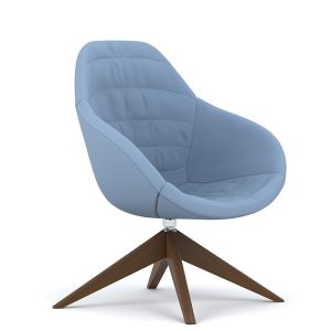 Blue tub chair with swivel base