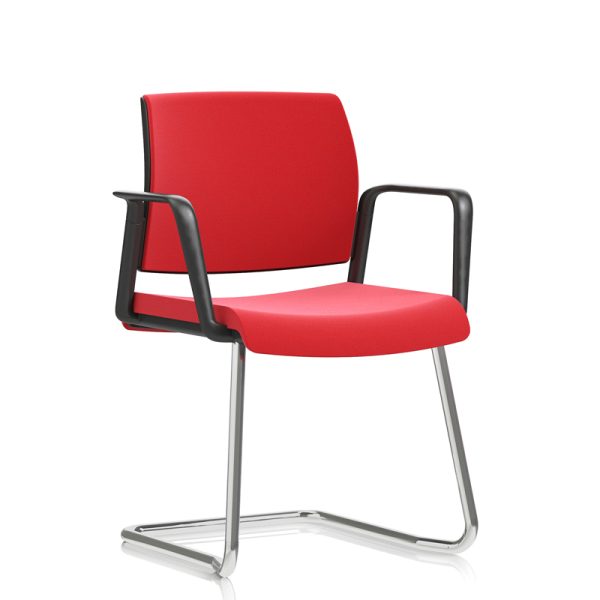 Red meeting chair with black arms