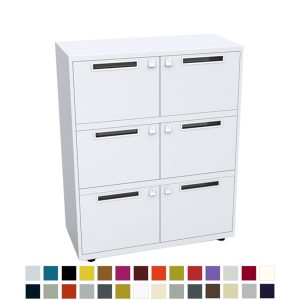 White filing unit with 6 doors