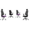 Four swivel chairs with black mesh backs