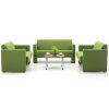 3 green sofas and coffee table