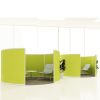 Lime green curved floor screens