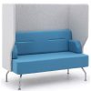 Blue and grey two seater booth