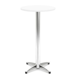 High white bistro table with chrome base