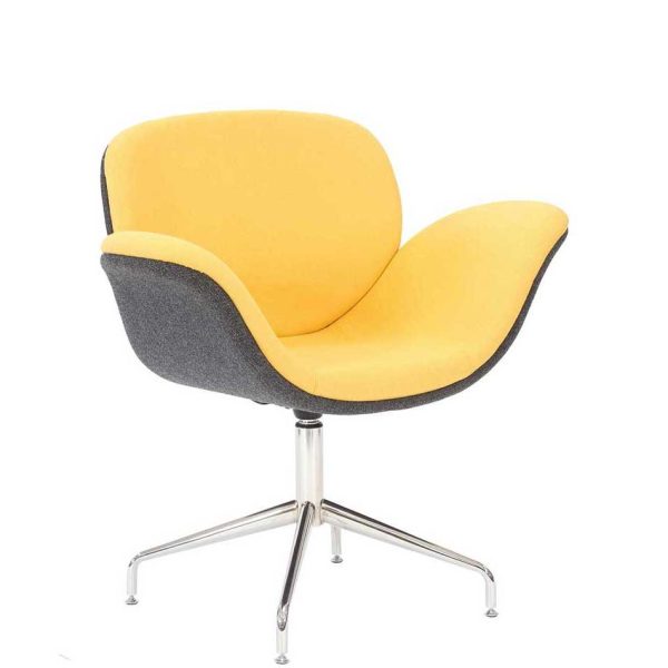 Yellow and grey chair with chrome spider base