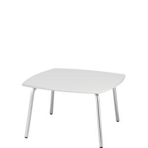 White square coffee table with chrome legs