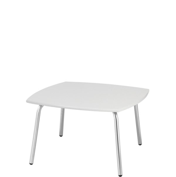 White square coffee table with chrome legs